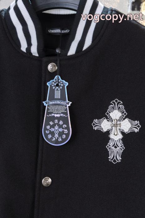 CHROME HEARTS男女カップルの重ポンドウール刺繍野球服ジャケット_0_1
