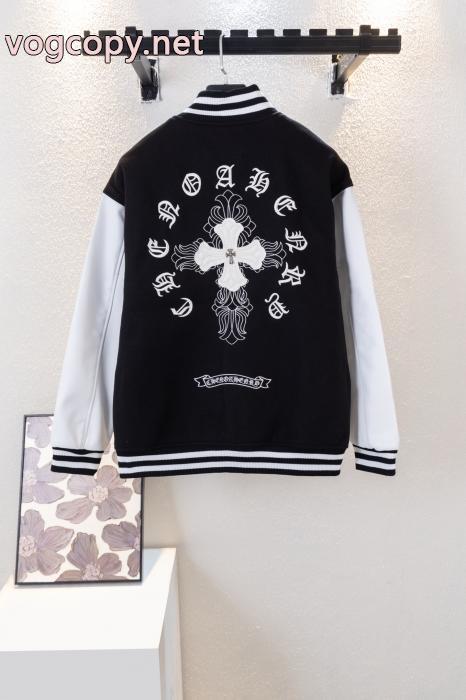 CHROME HEARTS男女カップルの重ポンドウール刺繍野球服ジャケット_0_3