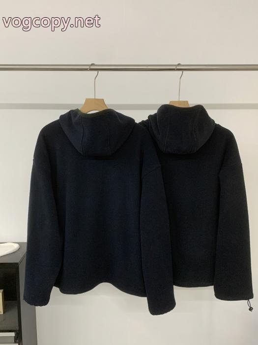 Miu Miu2025新アルファベット刺繍ロゴツイードファスナーコート_0_1