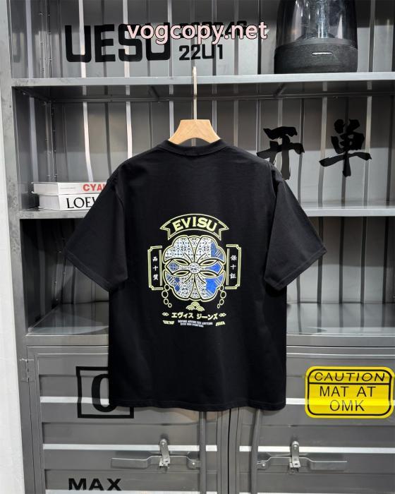 EVISUホームフラワー柄半袖Tシャツ男女同型_0_3