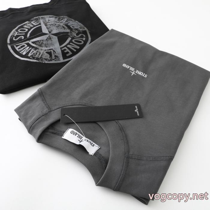 STONE ISLAND背面反射ロゴラウンドネック半袖Tシャツ_0_0