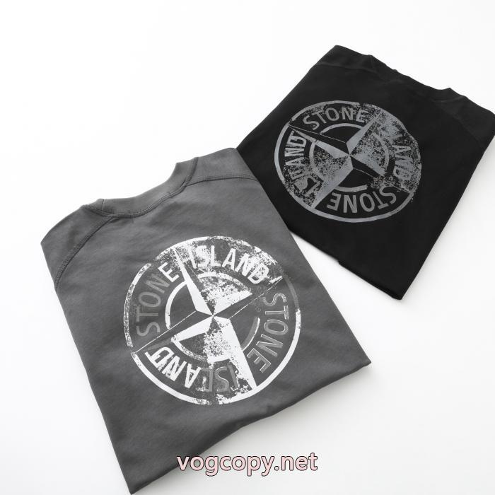 STONE ISLAND背面反射ロゴラウンドネック半袖Tシャツ_0_1