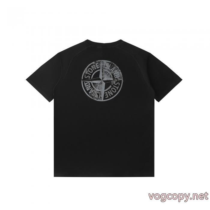 STONE ISLAND背面反射ロゴラウンドネック半袖Tシャツ_0_2