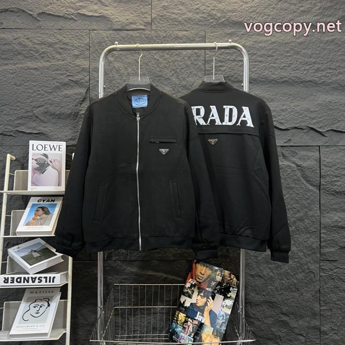 Prada新型三角標識リベットファスナーコート男女同型_0_1