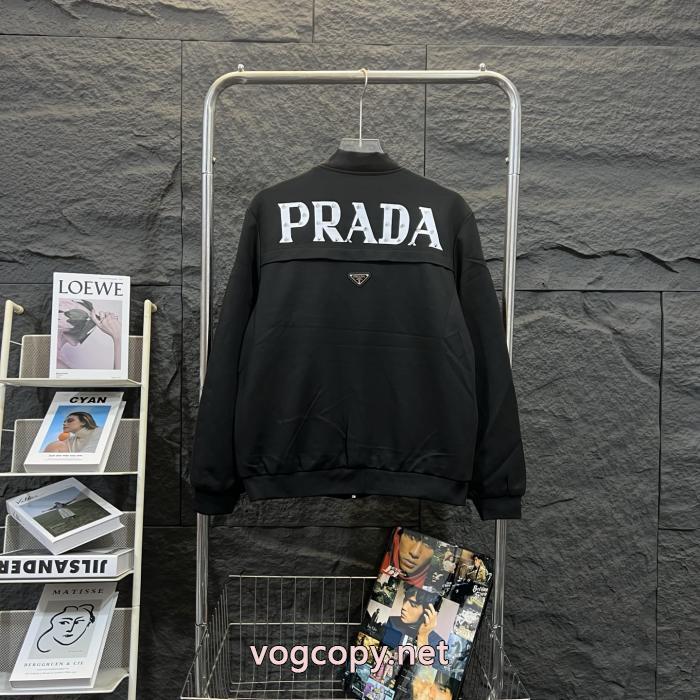 Prada新型三角標識リベットファスナーコート男女同型_0_2