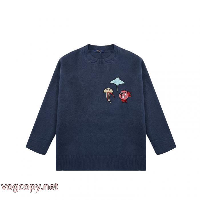 Louis Vuitton冬季限定海洋動物シート刺繍ラウンドネックセーター_0_0