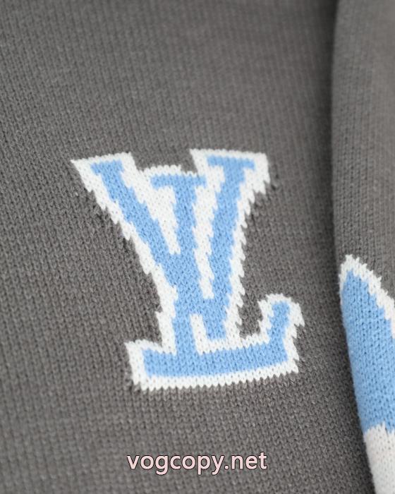 Louis Vuitton限定スキーシリーズクローバーカフスロゴジャカードカップルニットクルーネックセーター_0_0