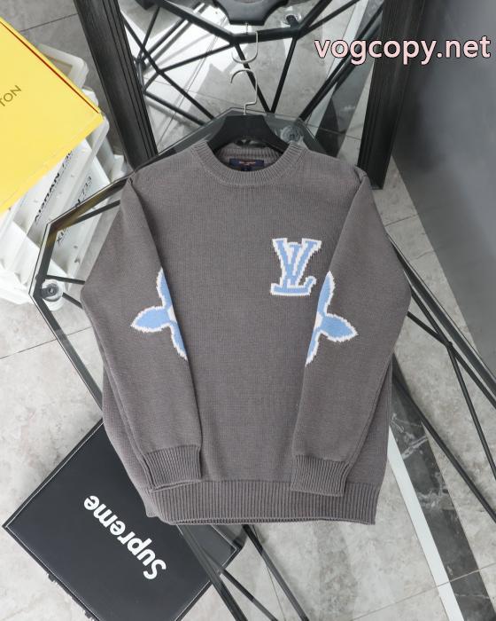 Louis Vuitton限定スキーシリーズクローバーカフスロゴジャカードカップルニットクルーネックセーター_0_3