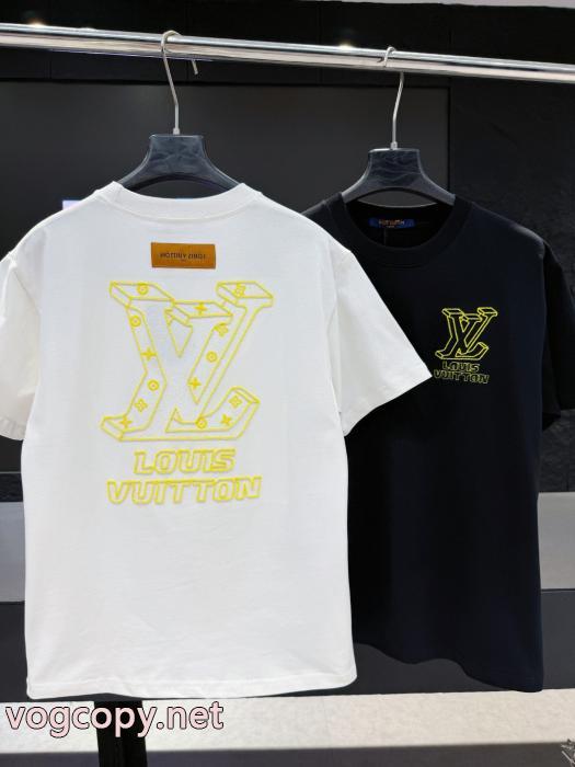 偽物 ブランド ショップ個性的な素材感も魅力 大人っぽい 優等品LOUIS VUITTON半袖Tシャツ_0_2