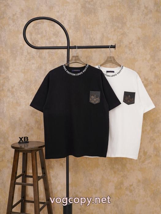 半袖Tシャツ激安 ブランド 通販LOUIS VUITTON大人気個性がある雰囲気 春季新作品 首胸ロゴ_0_1