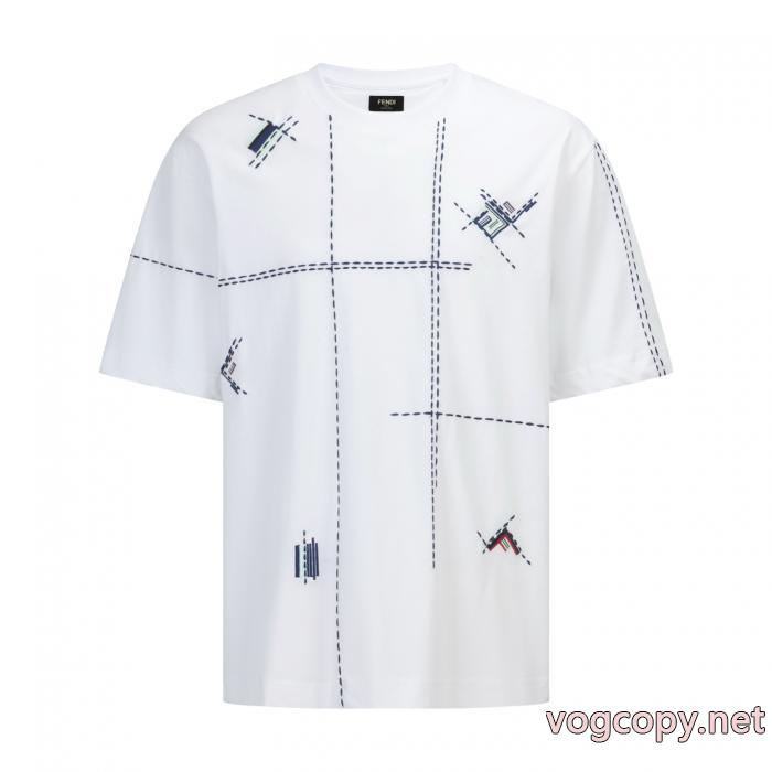 コピー 商品 ブランド半袖Tシャツ清涼感あるカジュアル 新色登場 最新アイテムFENDI_0_3
