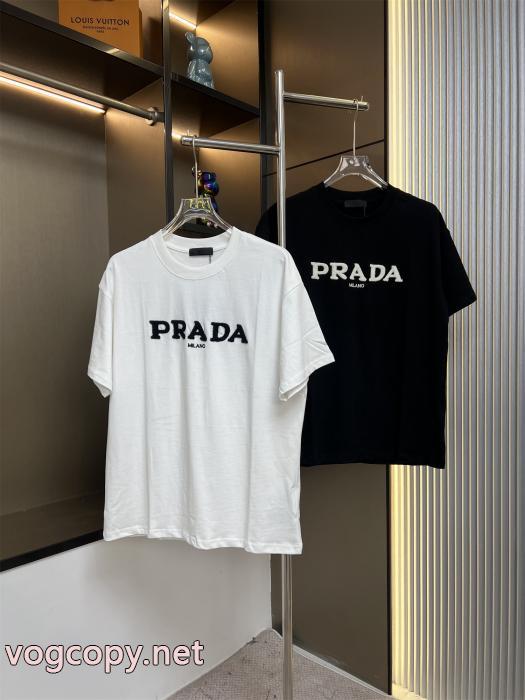 パーフェクト 今季トレンド 防热性に優れた半袖TシャツPRADAブランド コピー 専門店_0_1