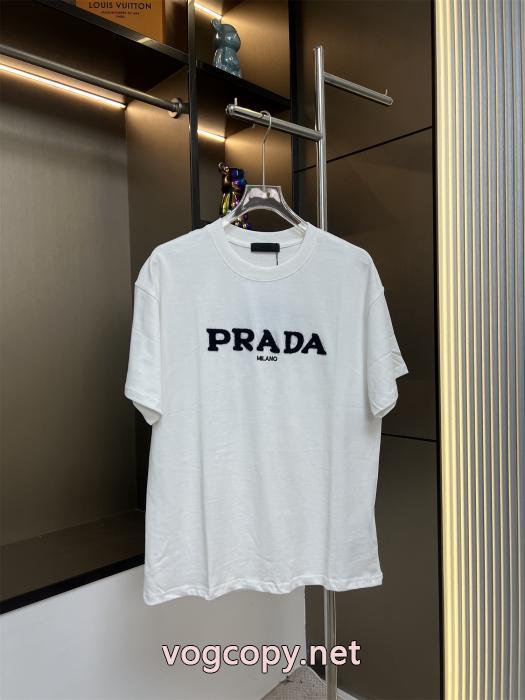 パーフェクト 今季トレンド 防热性に優れた半袖TシャツPRADAブランド コピー 専門店_0_2