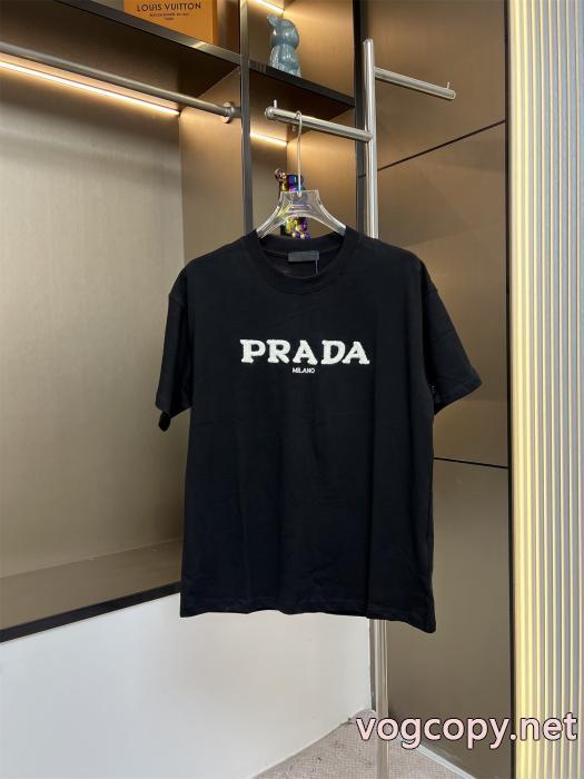 パーフェクト 今季トレンド 防热性に優れた半袖TシャツPRADAブランド コピー 専門店_0_3