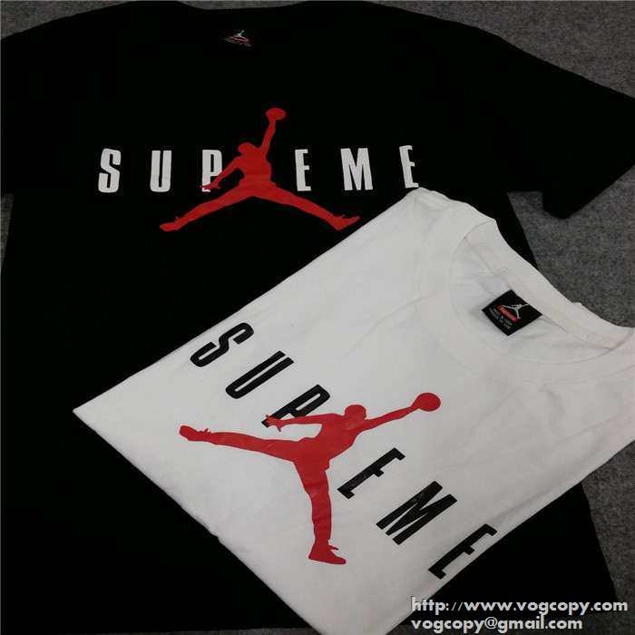大人気 2015 supreme x air jordan 特別なデザイン　半袖tシャツ 2色可選