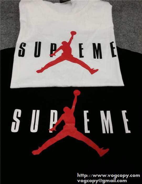 大人気 2015 supreme x air jordan 特別なデザイン　半袖tシャツ 2色可選