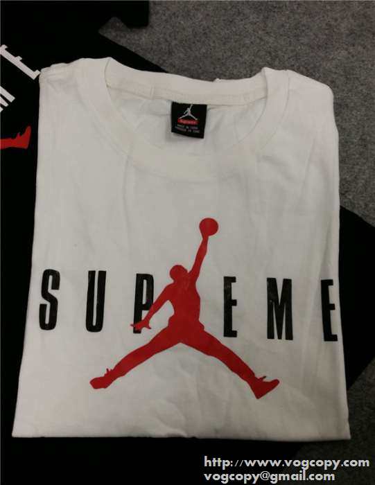 大人気 2015 supreme x air jordan 特別なデザイン　半袖tシャツ 2色可選
