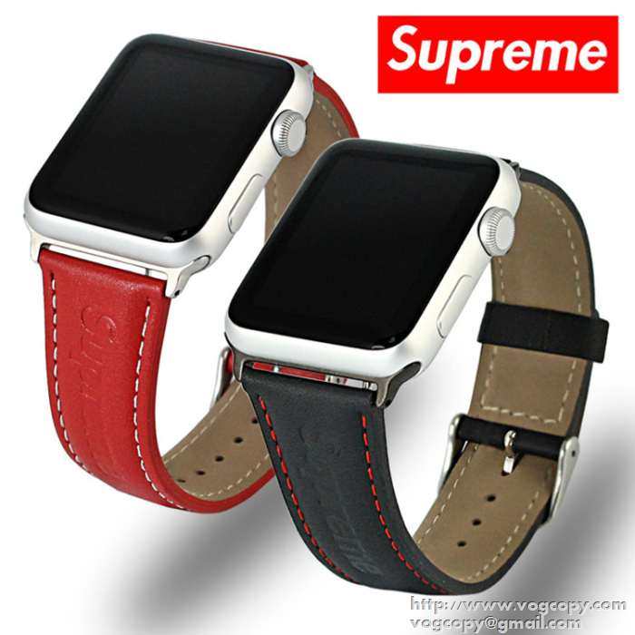 高い耐久性を誇る 2015秋冬 SUPREME シュプリーム apple watch レザー 2色可選 洗練された質感　男女兼用