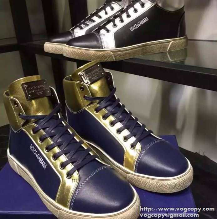 履きまわし力抜群の 2015秋冬 Dolce&Gabbana ドルチェ＆ガッバーナ 大人の印象ハイトップシューズ 2色可選
