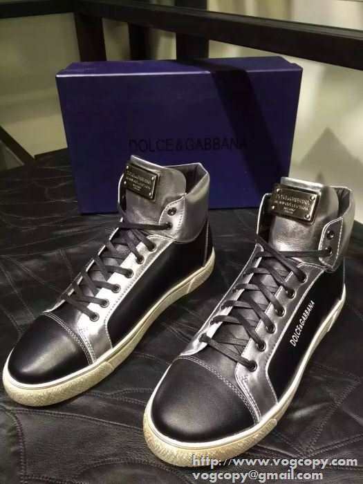 履きまわし力抜群の 2015秋冬 Dolce&Gabbana ドルチェ＆ガッバーナ 大人の印象ハイトップシューズ 2色可選