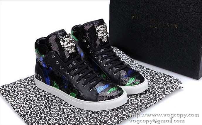 上品な大人の 2015秋冬 PHILIPP PLEIN フィリッププレイン　個性的で機能的な ハイトップシューズ 2色可選