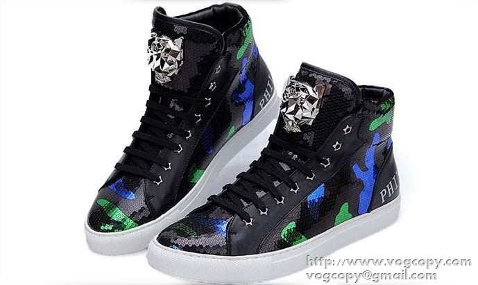上品な大人の 2015秋冬 PHILIPP PLEIN フィリッププレイン　個性的で機能的な ハイトップシューズ 2色可選