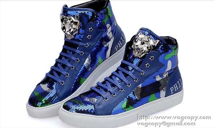 上品な大人の 2015秋冬 PHILIPP PLEIN フィリッププレイン　個性的で機能的な ハイトップシューズ 2色可選