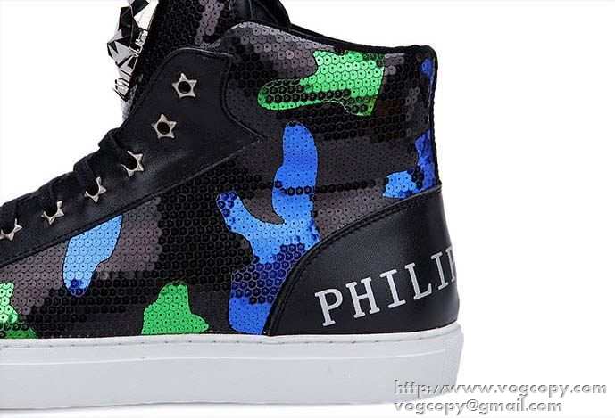 上品な大人の 2015秋冬 PHILIPP PLEIN フィリッププレイン　個性的で機能的な ハイトップシューズ 2色可選