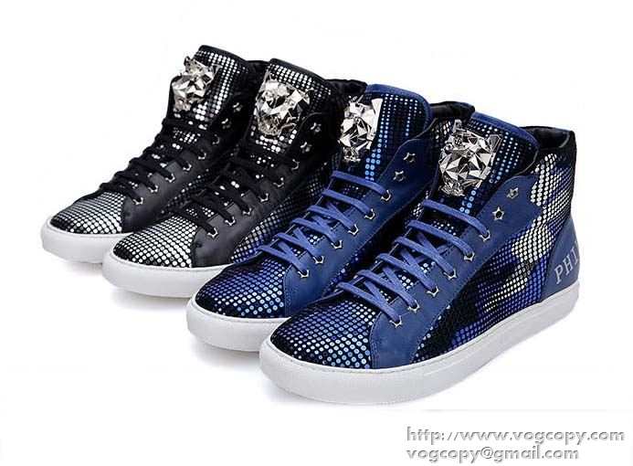 相性抜群な 2015秋冬 PHILIPP PLEIN フィリッププレイン スタイルアップ　ハイトップシューズ 2色可選