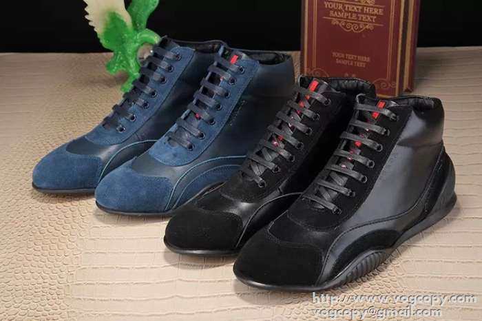 絶賛軽いハイカットスニーカー PRADA プラダ  抗菌?防臭加工 2色可選