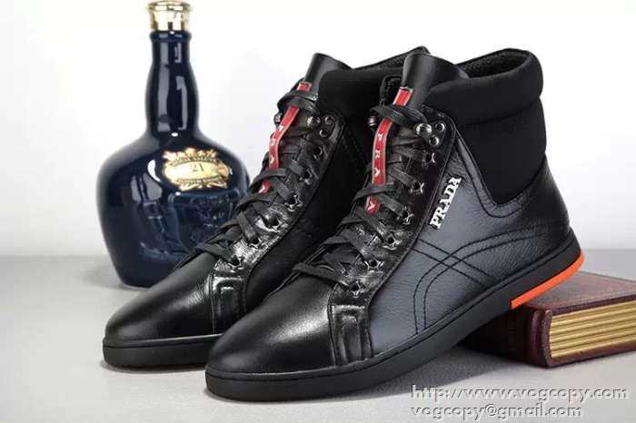 人気上品 2015 PRADA プラダ ハイカットスニーカー 2色可選