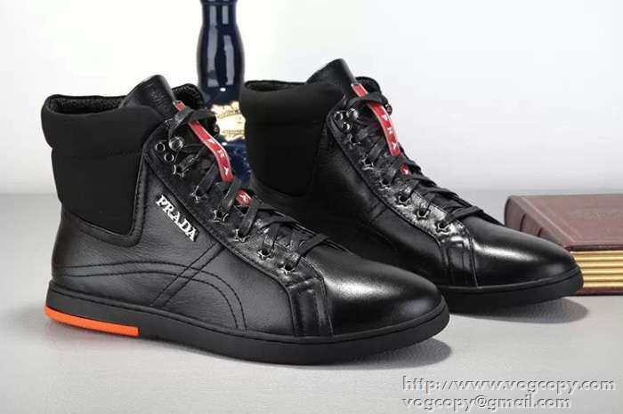 人気上品 2015 PRADA プラダ ハイカットスニーカー 2色可選