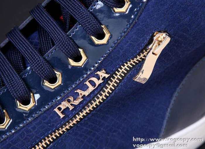 ランキングの個性派 2015 PRADA プラダ 軽量で疲れにくい ハイカットスニーカー 2色可選