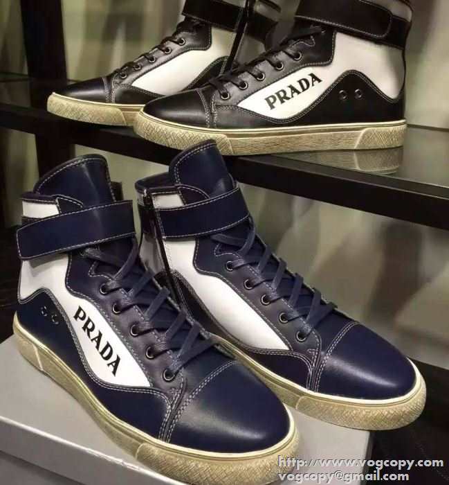 注目の 2015秋冬 PRADA プラダ 相性が良くハイトップシューズ 2色可選