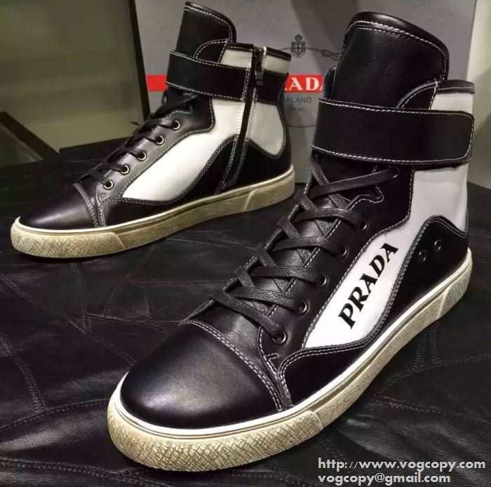 注目の 2015秋冬 PRADA プラダ 相性が良くハイトップシューズ 2色可選