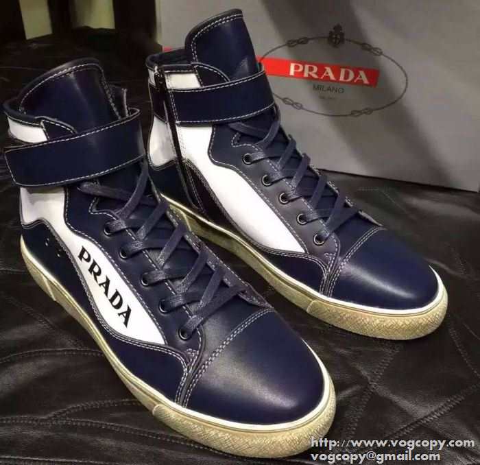 注目の 2015秋冬 PRADA プラダ 相性が良くハイトップシューズ 2色可選