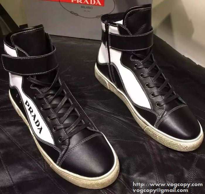 注目の 2015秋冬 PRADA プラダ 相性が良くハイトップシューズ 2色可選