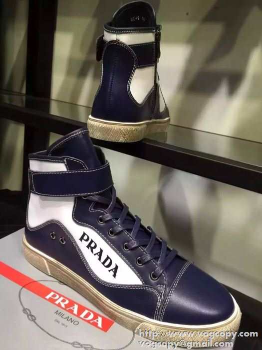 注目の 2015秋冬 PRADA プラダ 相性が良くハイトップシューズ 2色可選