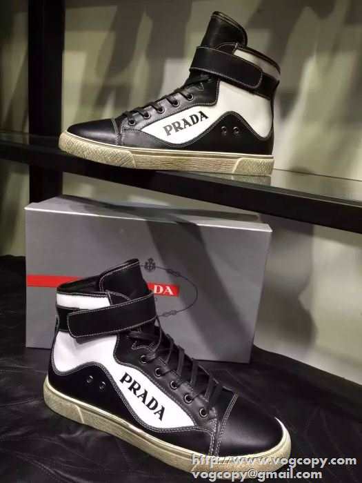 注目の 2015秋冬 PRADA プラダ 相性が良くハイトップシューズ 2色可選