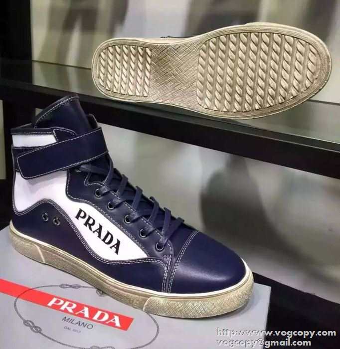 注目の 2015秋冬 PRADA プラダ 相性が良くハイトップシューズ 2色可選