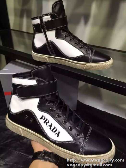 注目の 2015秋冬 PRADA プラダ 相性が良くハイトップシューズ 2色可選
