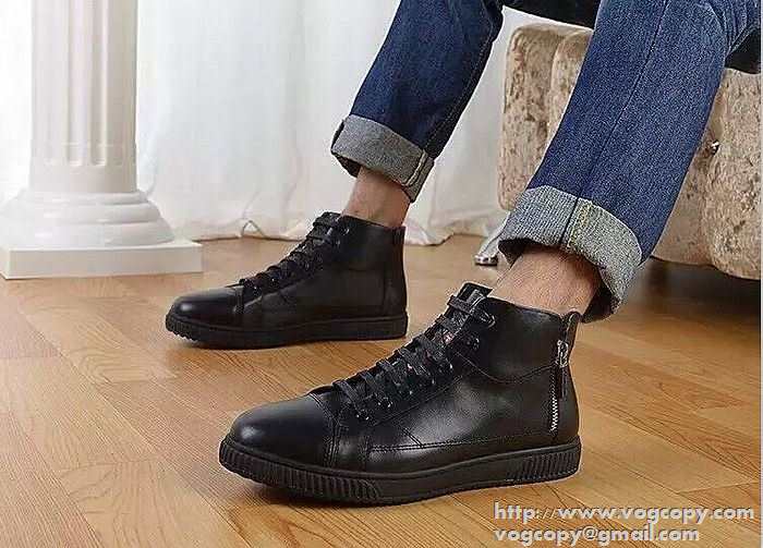 完売品　2015秋冬 PRADA プラダ 快適　ハイトップシューズ