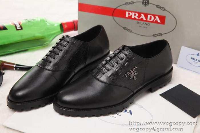 新作　 2015 PRADA プラダ 高級感がある　レザーシューズ靴