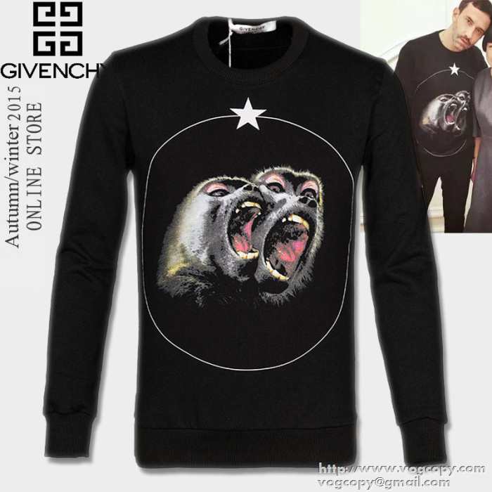 男女兼用パーカー 2015 GIVENCHY ジバンシー プルオーバーパーカー 首胸ロゴ