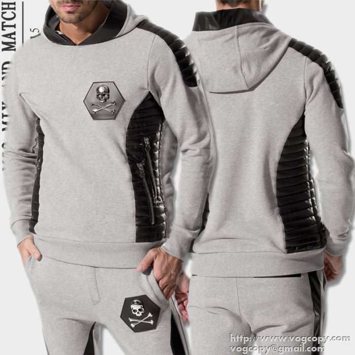 光沢感のある　 2015秋冬 PHILIPP PLEIN フィリッププレイン 生地感ある　パーカー 2色可選