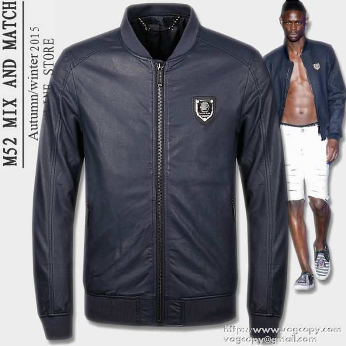 お洒落 2015秋冬 PHILIPP PLEIN フィリッププレイン 良い柔らかい　革ジャケット