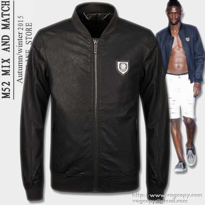 お洒落 2015秋冬 PHILIPP PLEIN フィリッププレイン 良い柔らかい　革ジャケット