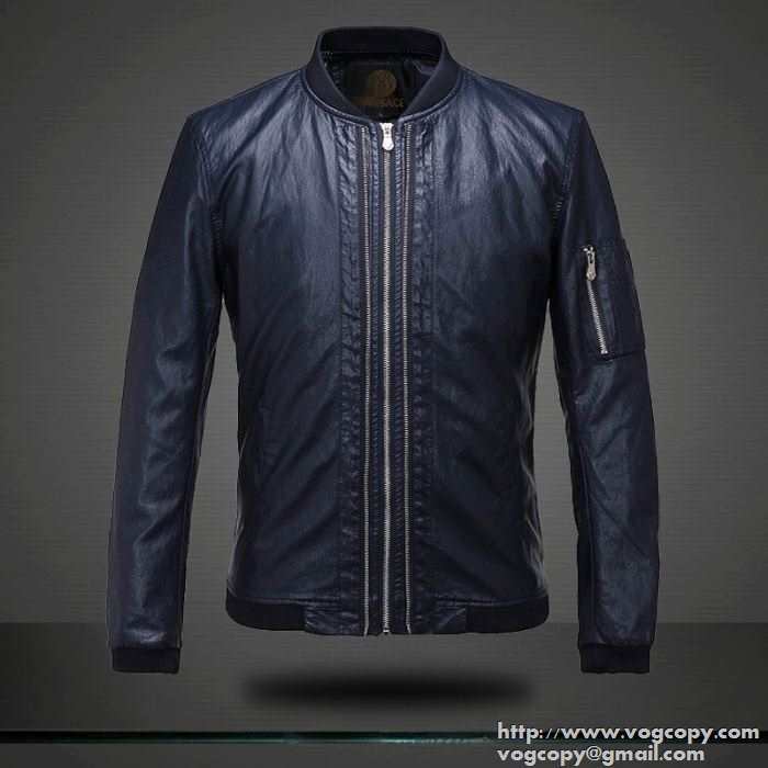 格安 2015秋冬 VERSACE ヴェルサーチ　着心地も抜群　 革ジャンパー 2色可選