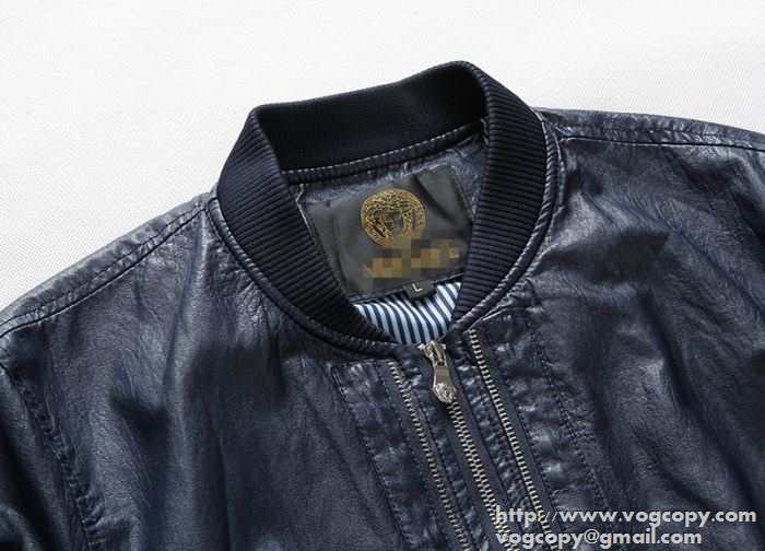 格安 2015秋冬 VERSACE ヴェルサーチ　着心地も抜群　 革ジャンパー 2色可選