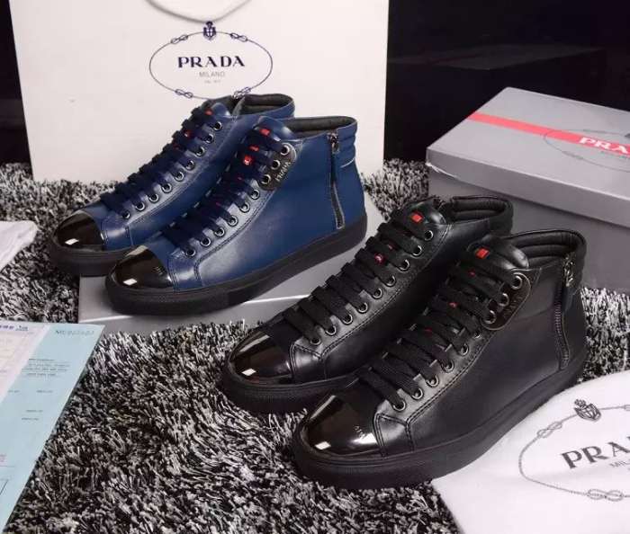 上質 大人気！ 2016春夏 prada プラダ ハイトップシューズ 2色可選 抗菌?防臭加工
